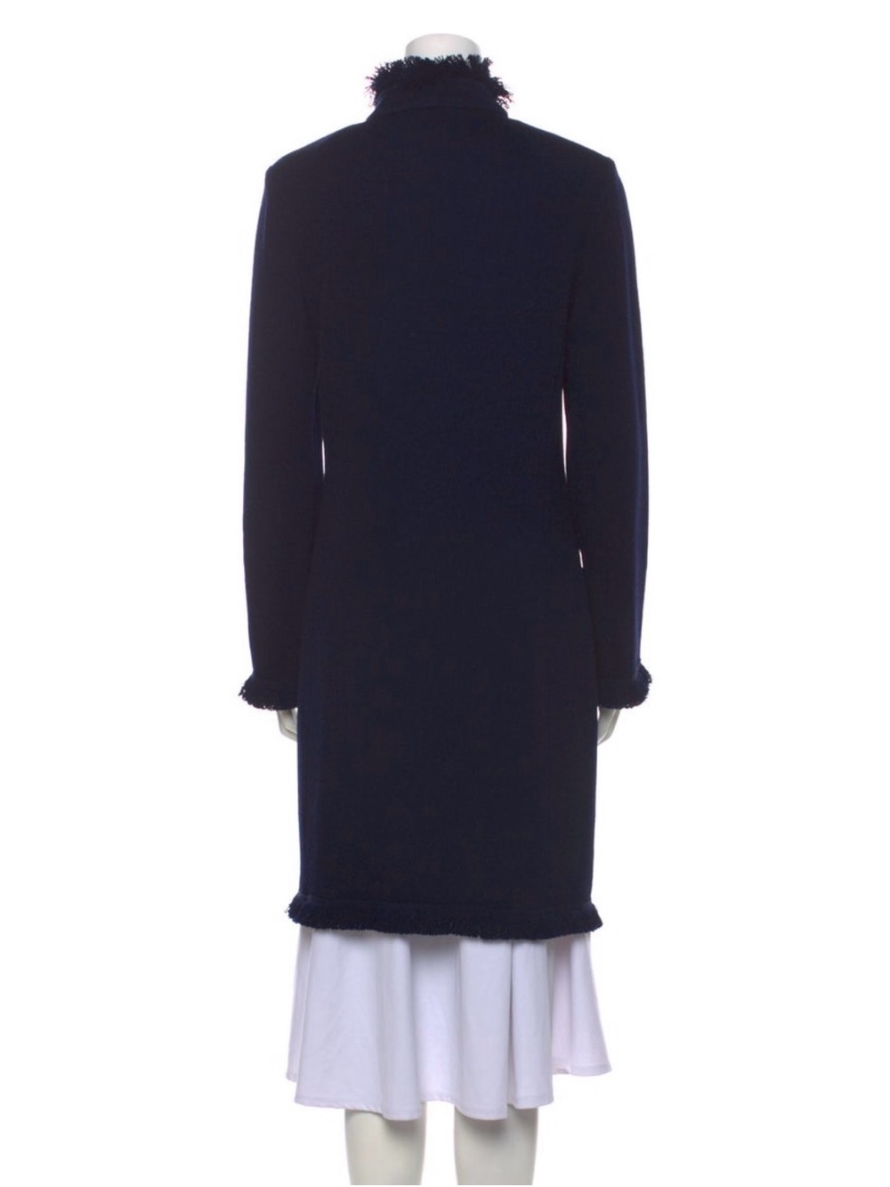 St. John Collection Blue Fringe Trim Long Cardigan / Jacket – Size M (US 6) - Picture 5 of 6